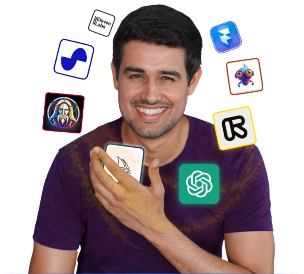 AI Fiesta creator surrounded by premium AI tools